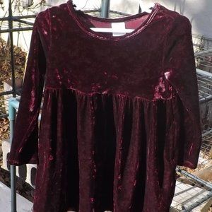 Burgundy Velour Long Sleeve Dress